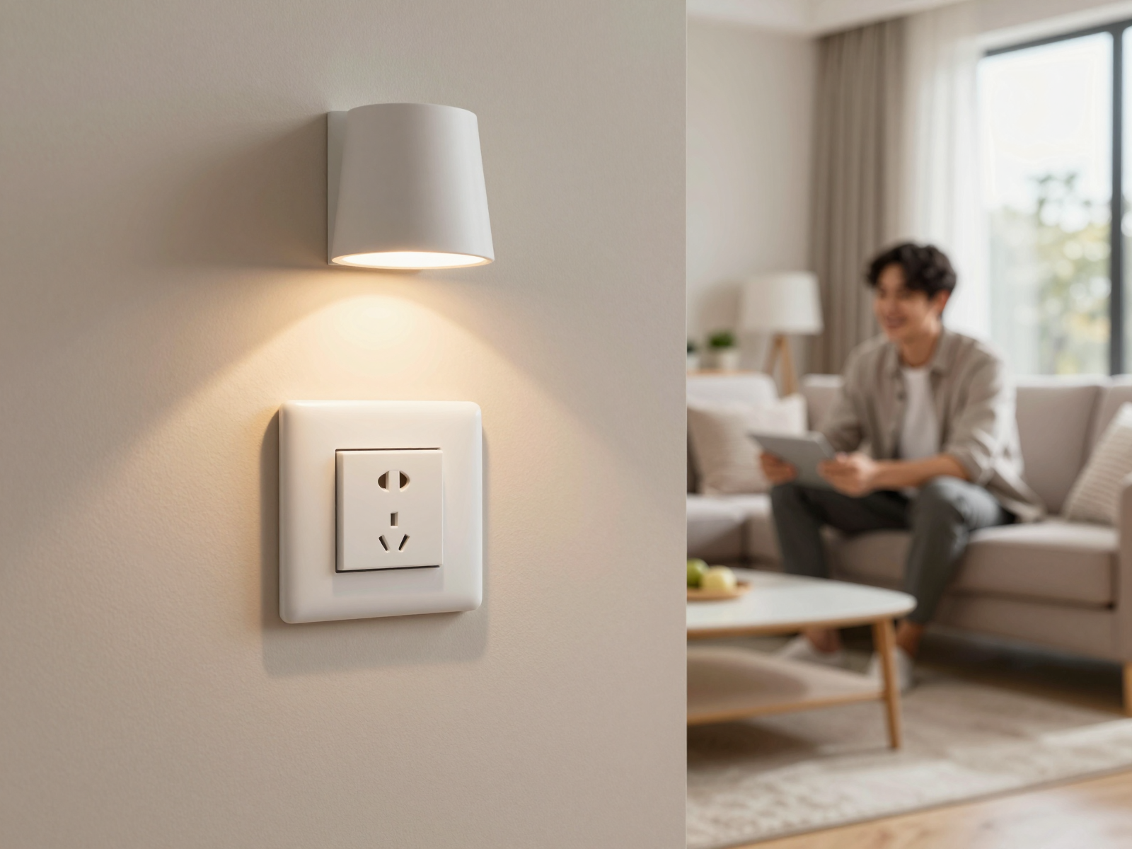 Well-installed and functioning residential electrical outlet and light fixture